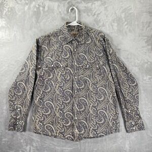 Rafter C Shirt men's Medium Western Pearl Snap Cowboy Collection Paisley AOP